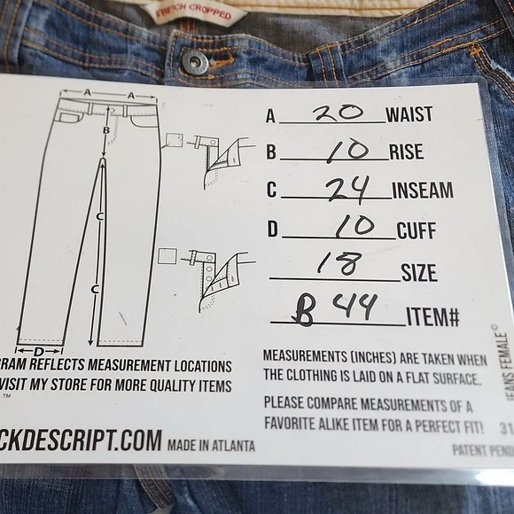 Size 18 Tommy Hilfiger stretch crop jeans. B44 - Picture 13 of 13